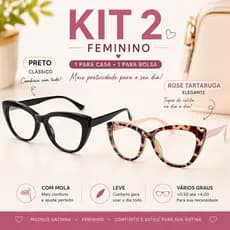 Kit 2 Óculos De Leitura Feminino Gatinha Com Mola +0.50~+4.00 XM2060