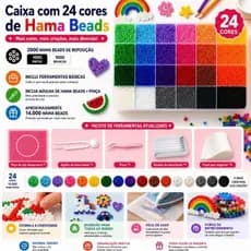 Kit Hama Beads 24 Cores 14000 Peças 2.6mm Perler DIY Pixel Art Com Placa Pinça Ferramentas