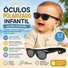 Óculos de Sol Infantil Polarizado Silicone UV400 Bebê Criança 0-3 / 3-6 Anos Com Faixa Elástica