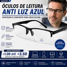 Óculos de Leitura Anti Luz Azul Meia Armação Masculino Feminino +1.00 até +3.50 BLM2129
