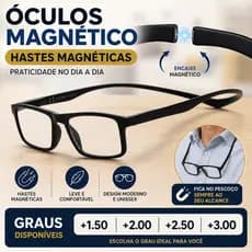 Óculos de Leitura Magnético Haste Magnética +1.50 até +3.00 Masculino Feminino