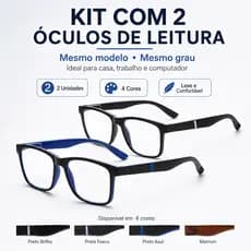 Kit 2 Óculos de Leitura Anti Luz Azul Mesmo Grau Leve Confortável Para Leitura e Computador