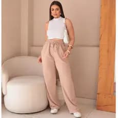 calça pantalona wide leg moletinho