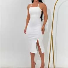vestido femenino coladinho sexi com fenda na frente