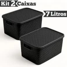 Caixas Organizadora De Brinquedo Roupa Suja Cesto C/tampa 7 LITROS PRETO