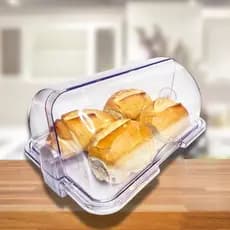 Porta Pão Cristal Com Tampa Articulável Para Mesa Acrilico Guarda Pães Bolachas Doces