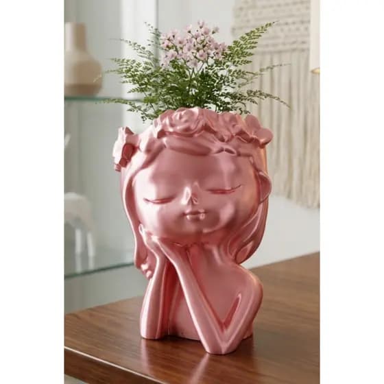 Vaso Catarina Delicada Vaso Abstrato Minimalista Decorativo Vaso para Planta Suculenta Luminous Rose