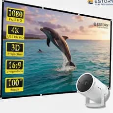 ESTORY TELAS Telão Projetor Projeção 4k Full Hd 100 Polegadas Branca Cinema Uso Interno Externo