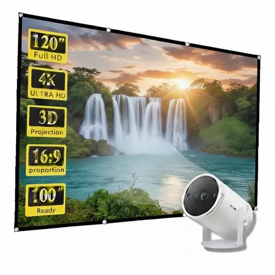 Tela de Projeção 150 Polegadas - Branco com Supressão de Luz Ambiente, Armazenamento Dobrável