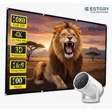 Estory Telas , Telão De Projeção 150 Polegadas 1,40 x 2,50 Full HD 4K Cinema Uso  Externa e Interno