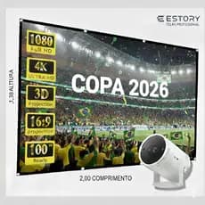 Tela de Projeção 100 Polegadas - Cinza 100, Alta Definição, lhós, Ideal para Projetores 4K e Full HD