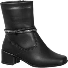 Bota Feminina Infantil GiGiL Teen Menina Saltinho Baixo Cano Curto Bico Quadrado Tira Strass Brilho Confortável Casual