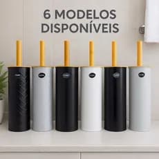 Escova  Sanitária Limpeza Com Suporte Tampa e Cabo De Bambu Banheiro Vaso