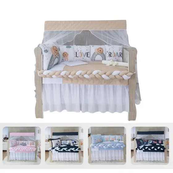 Kit Berço Trança 12 Peças Sublimado Imperial Para Bebê Menina e Menino