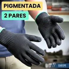 Kit 2 PARES Luva Malha Pigmentada EPI Pedreiro Motoqueiro Coleta Tricotada Preta Frio / Ca 42426