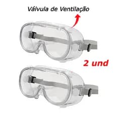 Kit 2 Óculos Proteção Ampla Visão C/Válvula Antiembaçante Sobrepor Segurança / Silominas - CA 27824