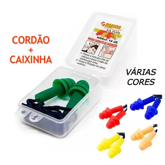 Protetor Auricular Plug 18dB com Caixinha Abafador Ruídos Tampão Ouvidos / Ca 11512
