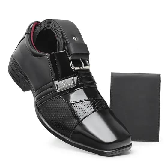 Kit Sapato social Masculino com Cinto e porta cartao