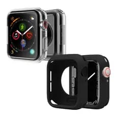 Capa Case Bumper Silicone TPU Preta E Transparente Compatível Com Apple Watch e IWO 38/40/42/44mm