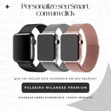 Pulseira Milanese Metal Aço Compatível com Apple Watch e Iwo 38mm 40mm 41mm 42mm 44mm 45mm 47mm 49mm