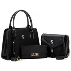 Kit Bolsa Tote Transversal Modelo Mãe Alça Ajustavel e Bolsa Tiracolo Modelo Tampa Lançamento Com Carteira