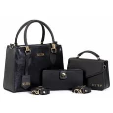 Bolsa Feminina Transversal Media com Bolsinha Clutch e Mini Carteira