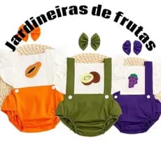 jardineira menina tematica frutas fruta mesversario