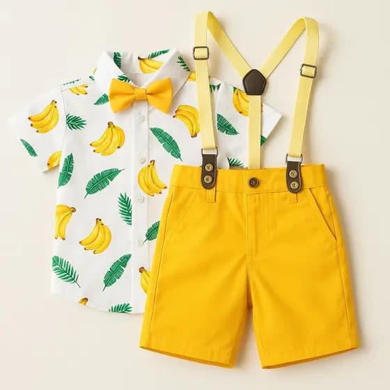 conjunto Menino tematico aniversário fruta banana george