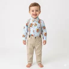 Conjunto menino tematico de frio manga longa Arca de Noé