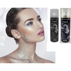 Spray Hair Com Glitter Para Cabelo Corpo Removível Popper Prata Dourado Carnaval 135ml/85g