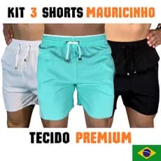 Kit 3 Shorts Masculino Liso Secagem Rápida Corrida Praia Tecido Grosso Tactel Premium