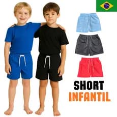 Bermuda Short Infantil Masculina Casual Estilo Liso Tactel Secagem Rápida