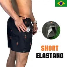 Short Masculino ELASTANO Secagem Rápida Corrida Academia elastano Estampado Tactel Premium