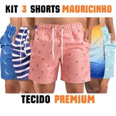 Kit 5 Bermudas Short Mauricinho Mar Colorida Verão Lazer Masculino Corrida Tecido Premium