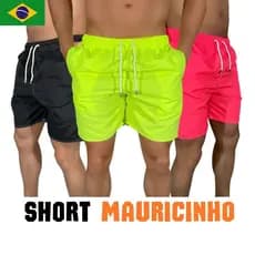 Short Bermuda Mauricinho Masculino Fitness Secagem Rápida Liso Corrida Tecido Liso 2C