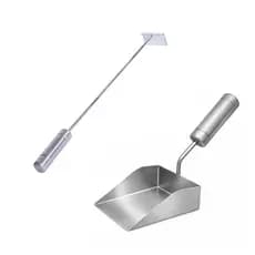 Kit Pá Cinza Para Limpeza Churrasqueira + Espalhador De Brasas Com Cabo Alumínio Térmico Are