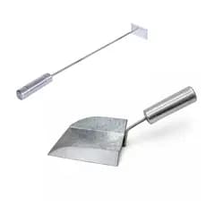 Kit Pá Cinza Para Limpeza Churrasqueira Reforçada + Espalhador De Brasas Com Cabo Alumínio Térmico Are