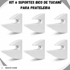 Kit 06 Suportes Bico De Tucano Para Prateleira De 15mm Suporte Invisivel Are