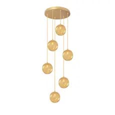 Pendente Moderno Dourado Pé Direito Alto Sala Vão de Escada