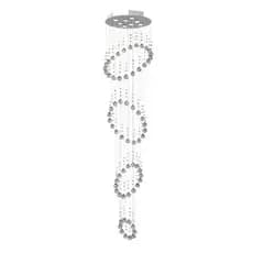 Lustre de Cristal Legitimo Esferas 42cm Pé Direito Duplo Vão de Escada Sala Alta Com Lampadas Led