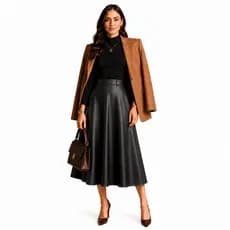 Saia Feminina Longa MIDI em Corino Estilo marcante e Elegante