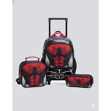 Kit Mochilas Infantil Escolar Masculina SPIDER Be Hero com Rodinha +Lancheira+ Estojo