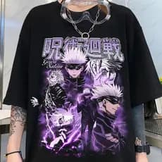 Camiseta Anime Jujutsu Kaisen Gráficas Harajuku Gótica Personagem oculos