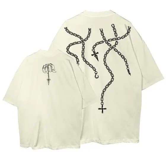 Camiseta Oversized Kurapika Chains Correntes HxH Streetwear Camisa Unissex Blusa