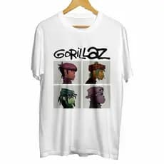 Camiseta Gorillaz Banda Camisa Moda Blusa 100% Algodão Cantor Blusa Moda