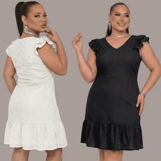 Kit 2 Vestido Evangélico Plus Size Tecido Laise Com Forro Premium