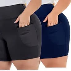 Kit 2 Bermuda Leggings Plus Size Com Bolso Ziper Do GG ao G4