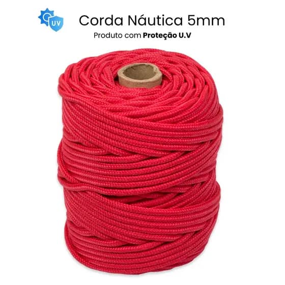 Corda Naútica de Polipropileno 5,0mm Trançada Rolo com 80 metros p/ Selaria, Artesanato, Movelaria