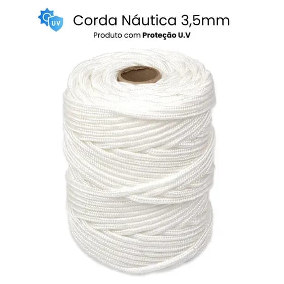 Corda Náutica 3,5mm Trançada 100% Polipropileno Rolo com 140 metros Selaria, Amarração de Carga