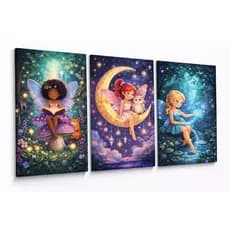 Kit Quadros Infantil Fadas Mágicas 3 Peças
